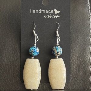 Handmade Imperial Jasper and bead Dangle Earrings